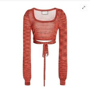 Alexis Loli Space-Dyed Knit Scoop Neck Long Sleeve Crop Top Women's Size Medium